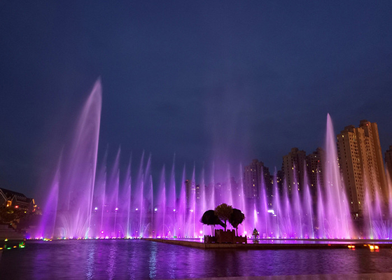China Multi Colored Water Fountain , RGB Led Light Water Feature Large Scale factory