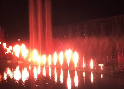 Water Surface Fire Water Feature / Musical Dancing Fountain DMX Light Type supplier