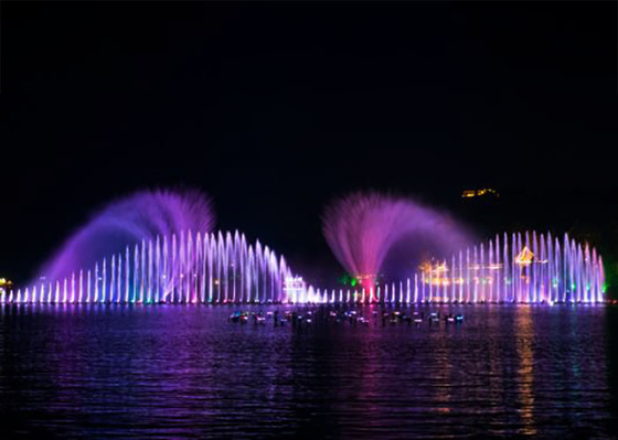 Large Sea Surface Music Dancing Fountain With Various Special Water Shapes supplier