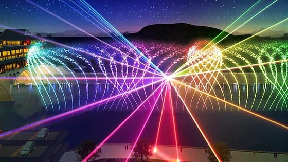 Self Designed Outdoor Laser Light Show With Music Dancing Water Fountain supplier