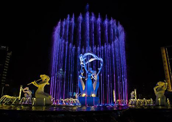 Large Outdoor Musical Fountain Modern Art , 3d  Water Fountain With Lights supplier