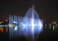 Outdoor Playing Musical Water Fountain With Led Underwater Lights PC Controlled supplier