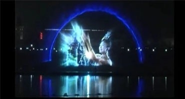 Creative Outdoor Digital Laser Water Screen Curtain , Laser Water Fountain Movie supplier